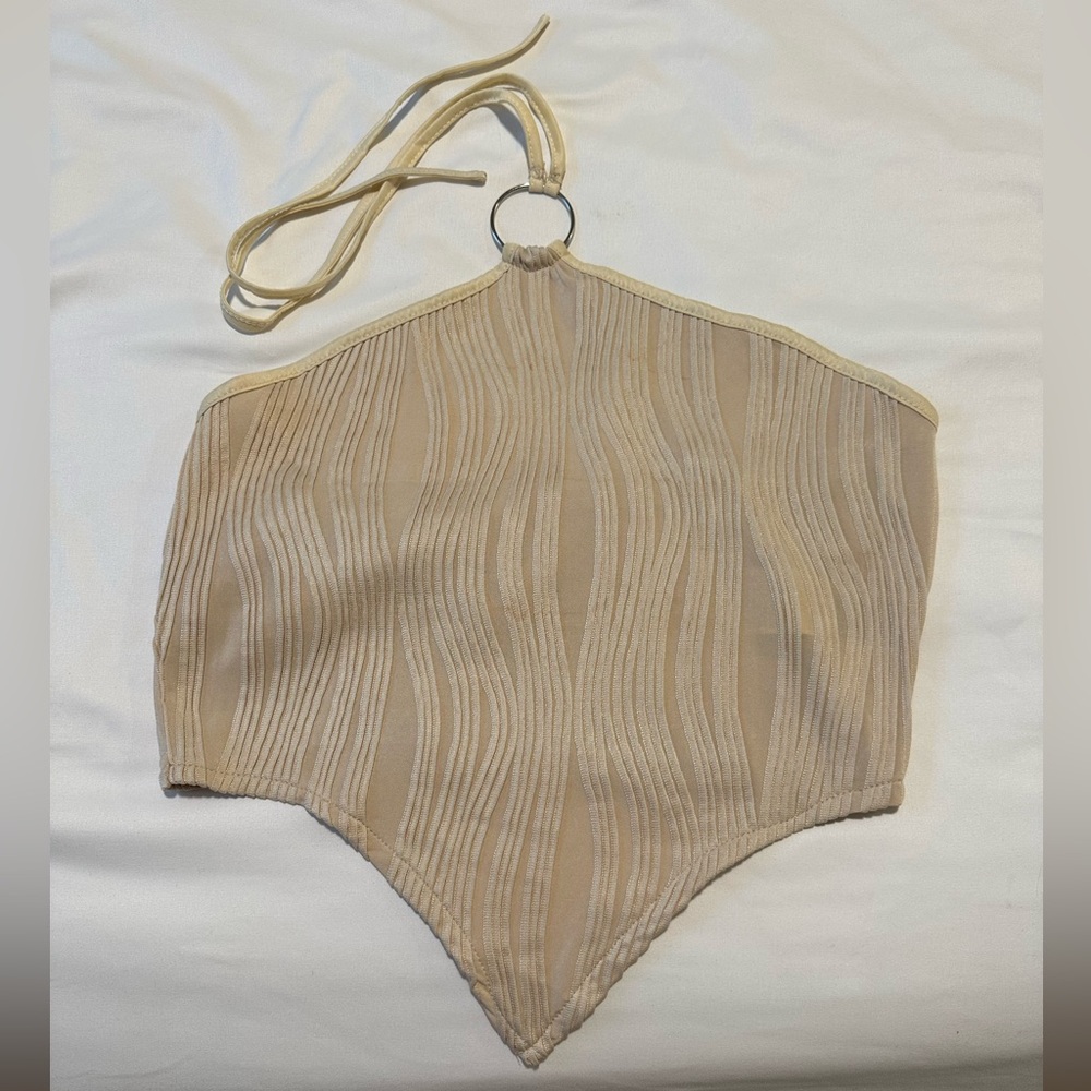 Beige Halter Crop Top